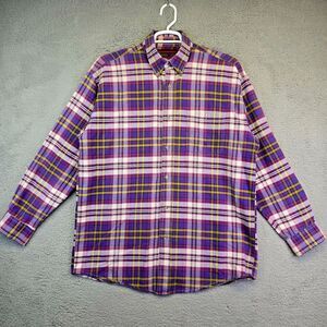 Vintage Wrangler 20X Button Up Shirt Adult 2XL* Purple Plaid Long Sleeve Read